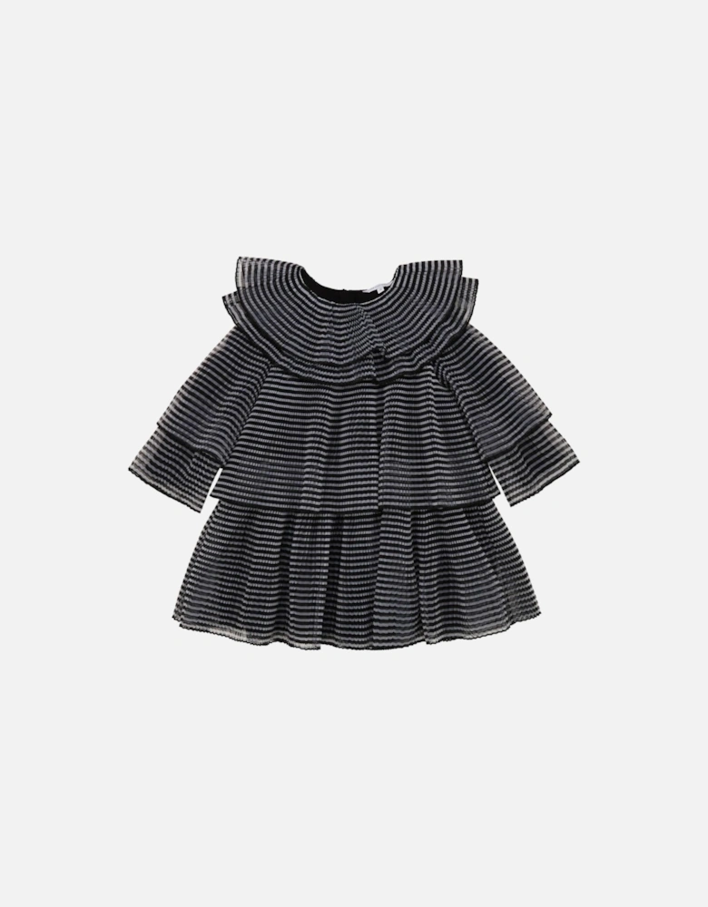 Girls Black/Grey Pleated Dress