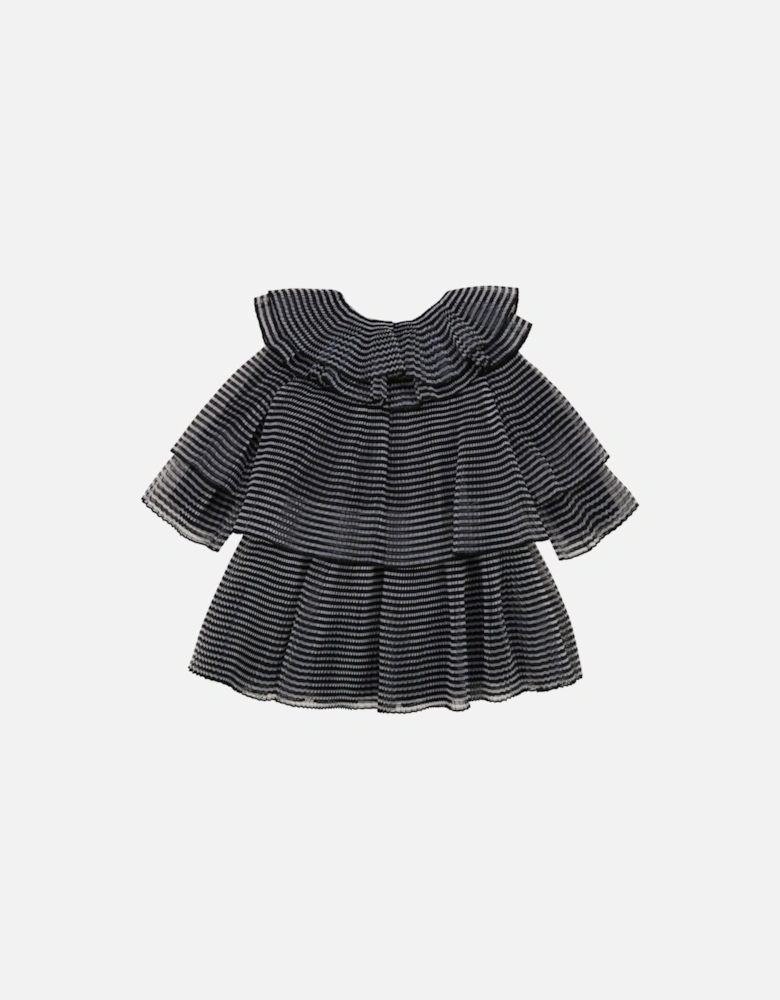 Girls Black/Grey Pleated Dress