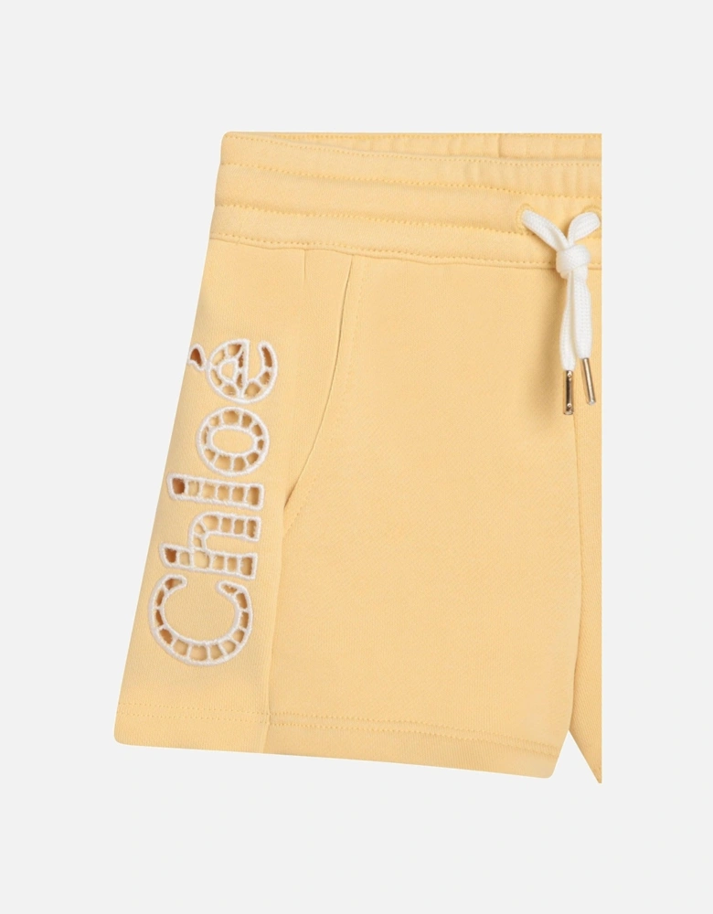 Girls Yellow Logo Shorts