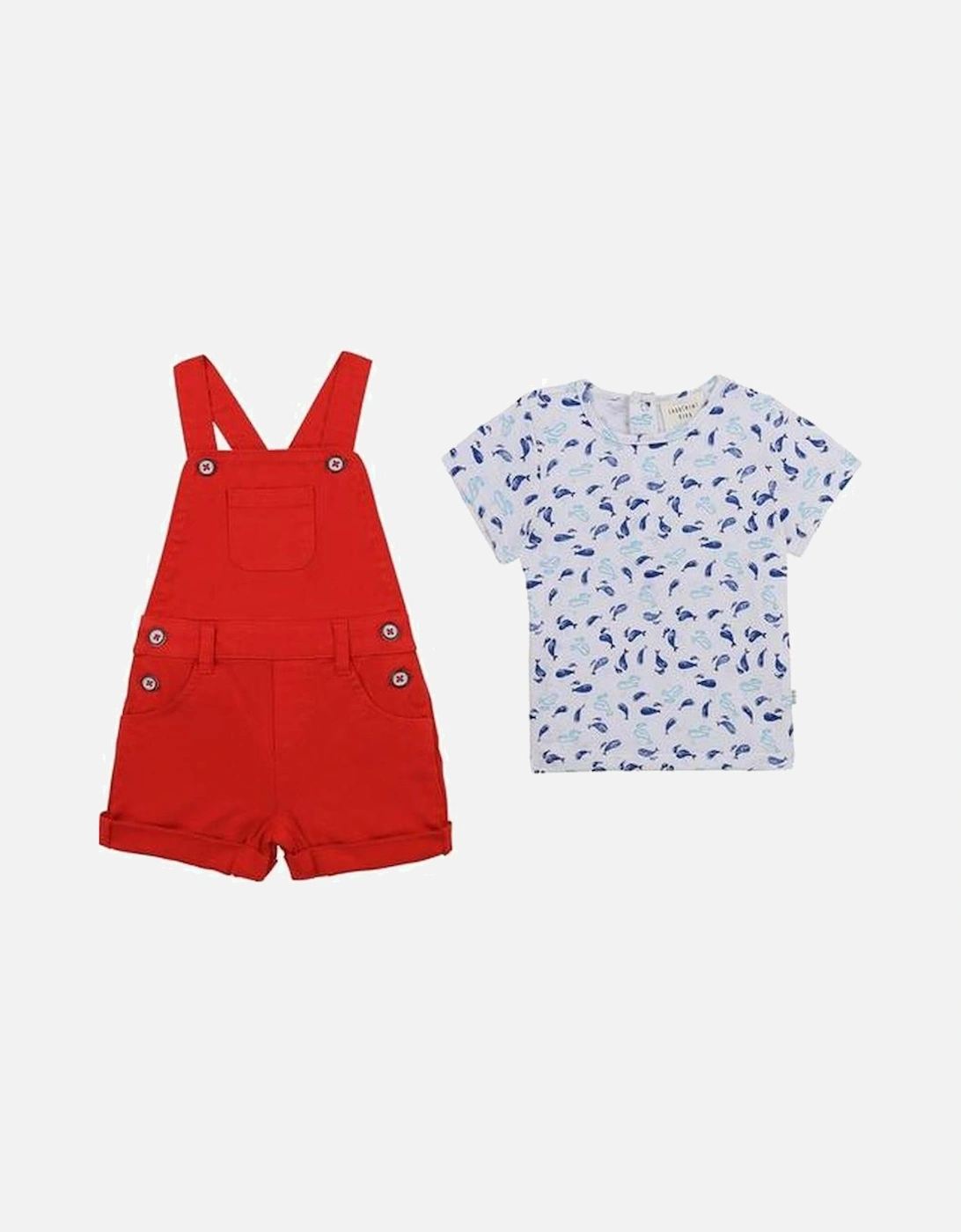 Boys Red Dungarees & T-shirt Set, 3 of 2