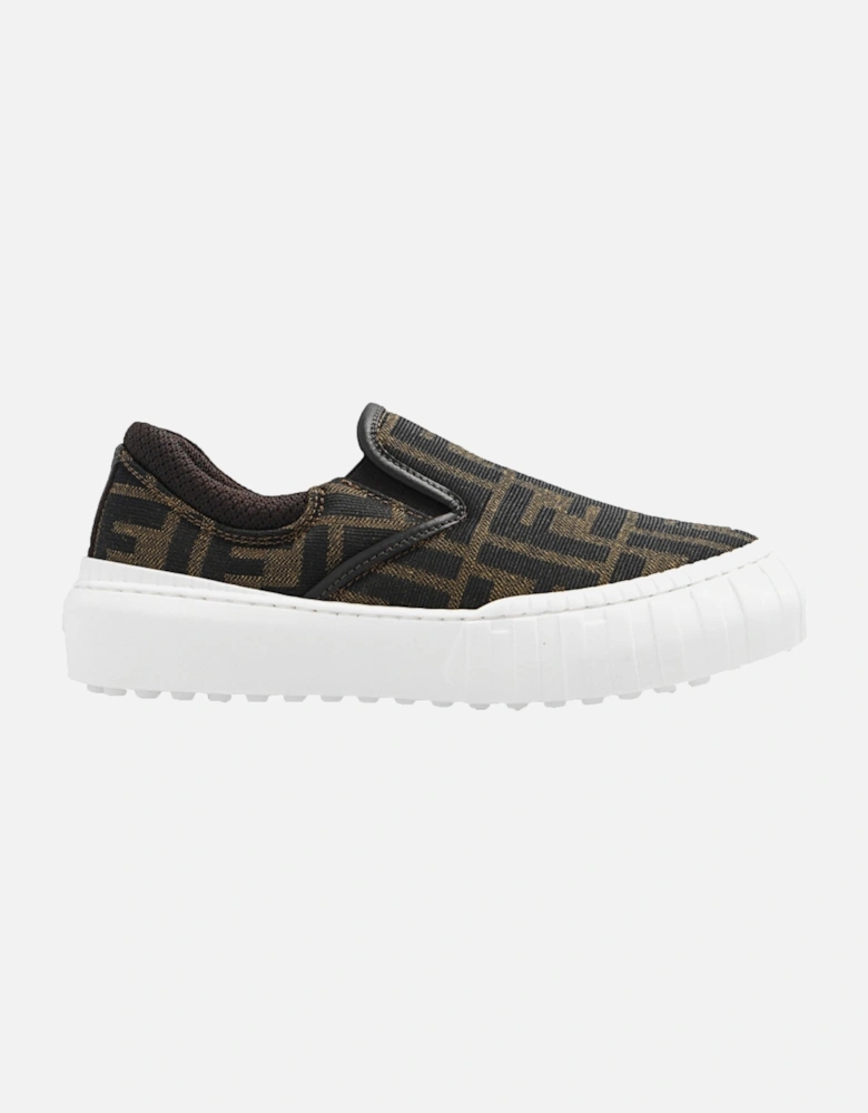 Unisex FF Logo Slip Ons Brown