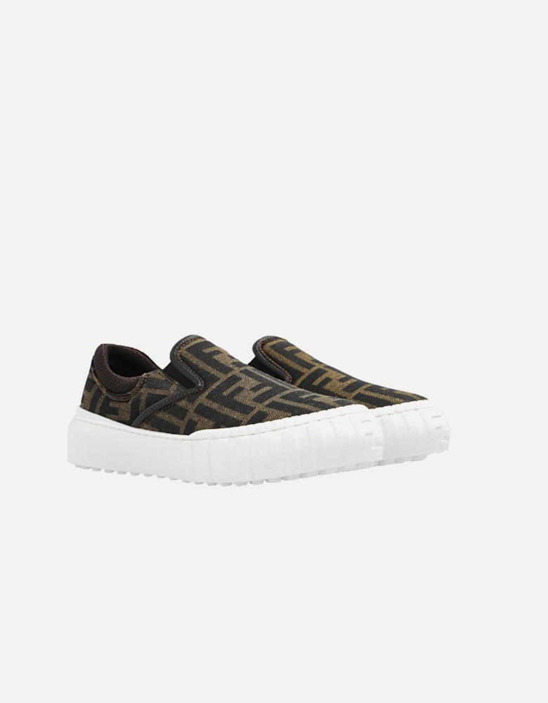 Unisex FF Logo Slip Ons Brown