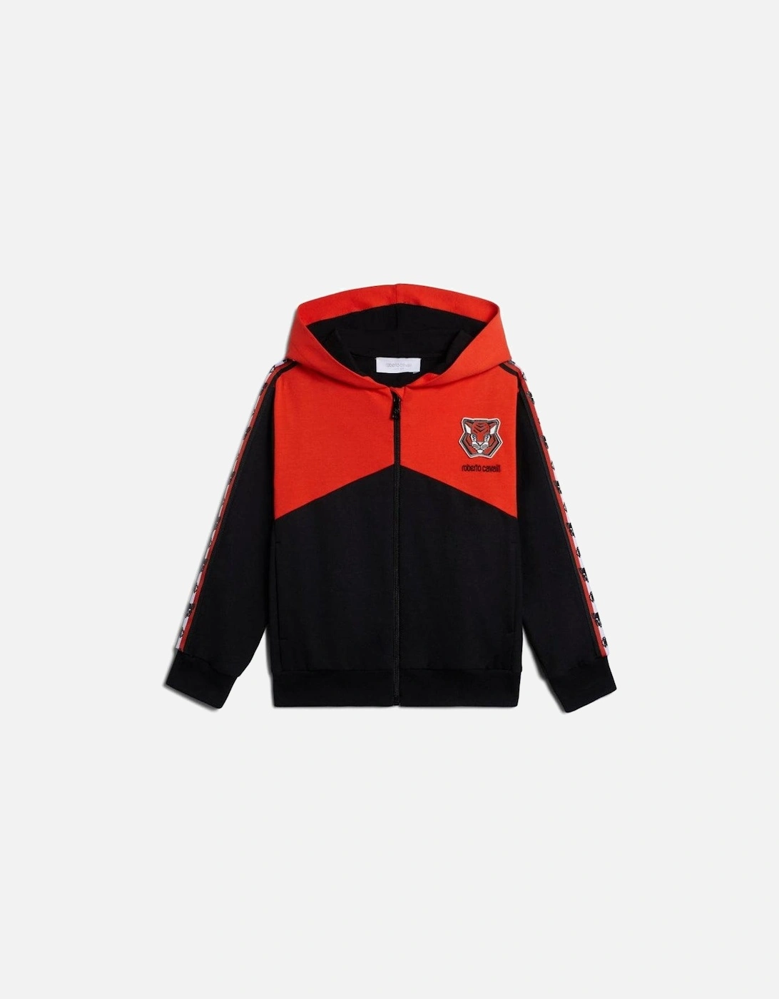 Boys Red & Black Tiger Patch Hoodie, 2 of 1