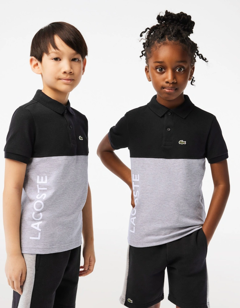 Boys Organic Cotton Pique Colourblock Polo Shirt