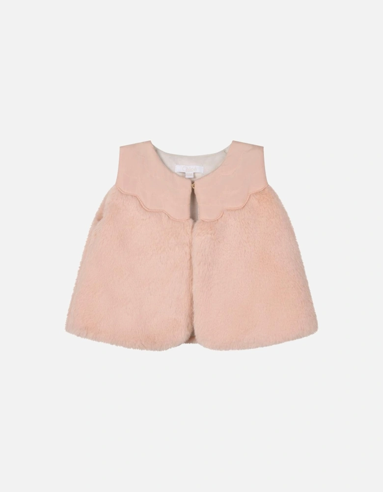 Girls Pink Fur Waistcoat
