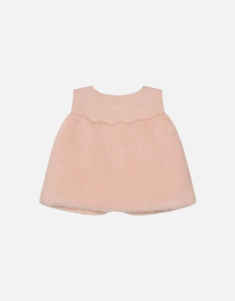 Girls Pink Fur Waistcoat