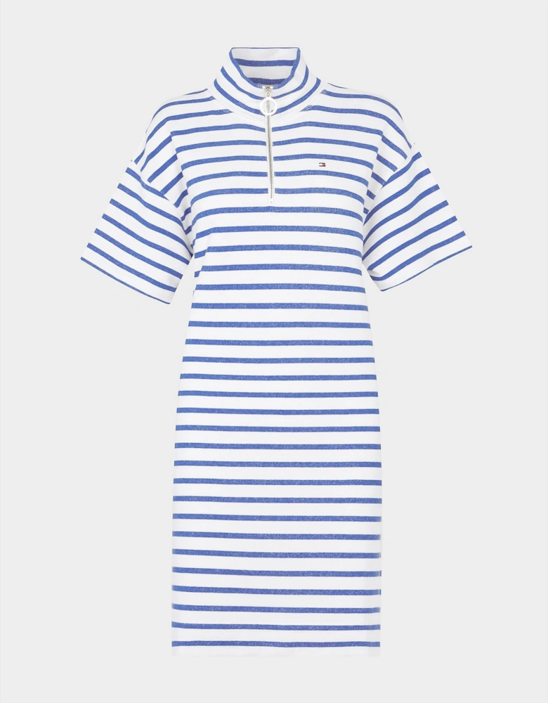 Womens Half-Zip Striped Dress