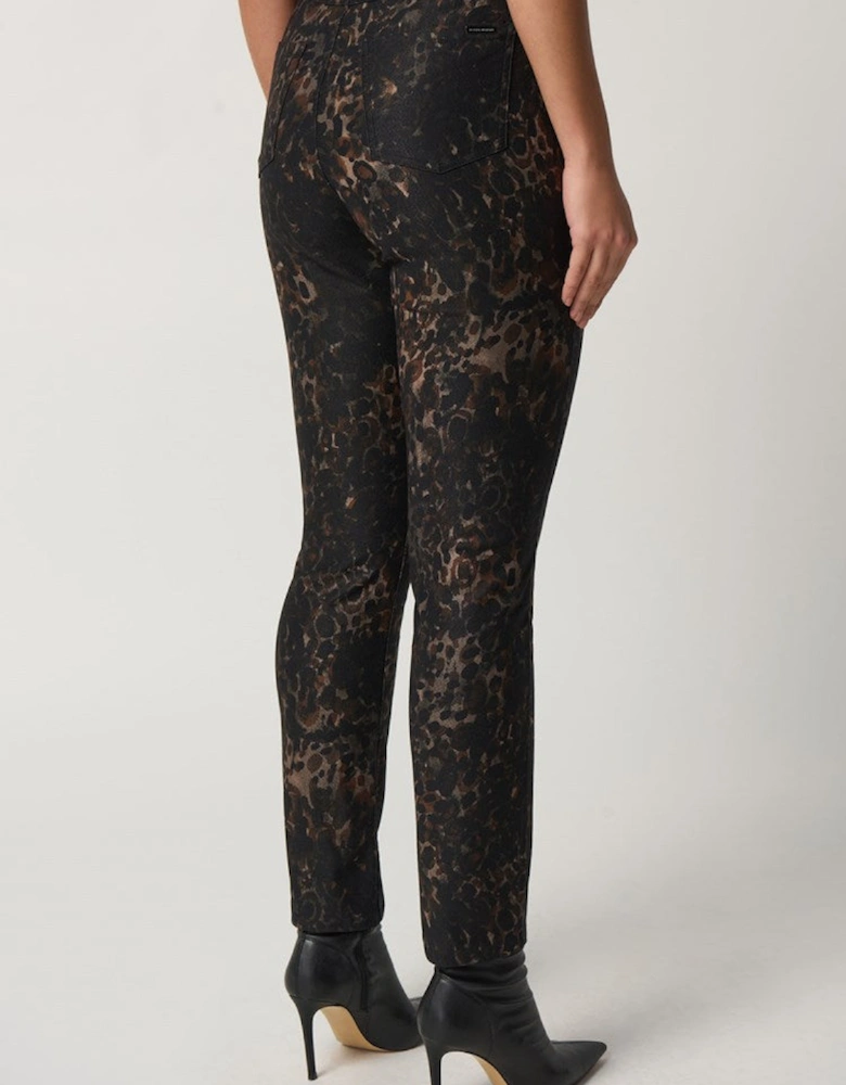 Animal print slim fit jeans