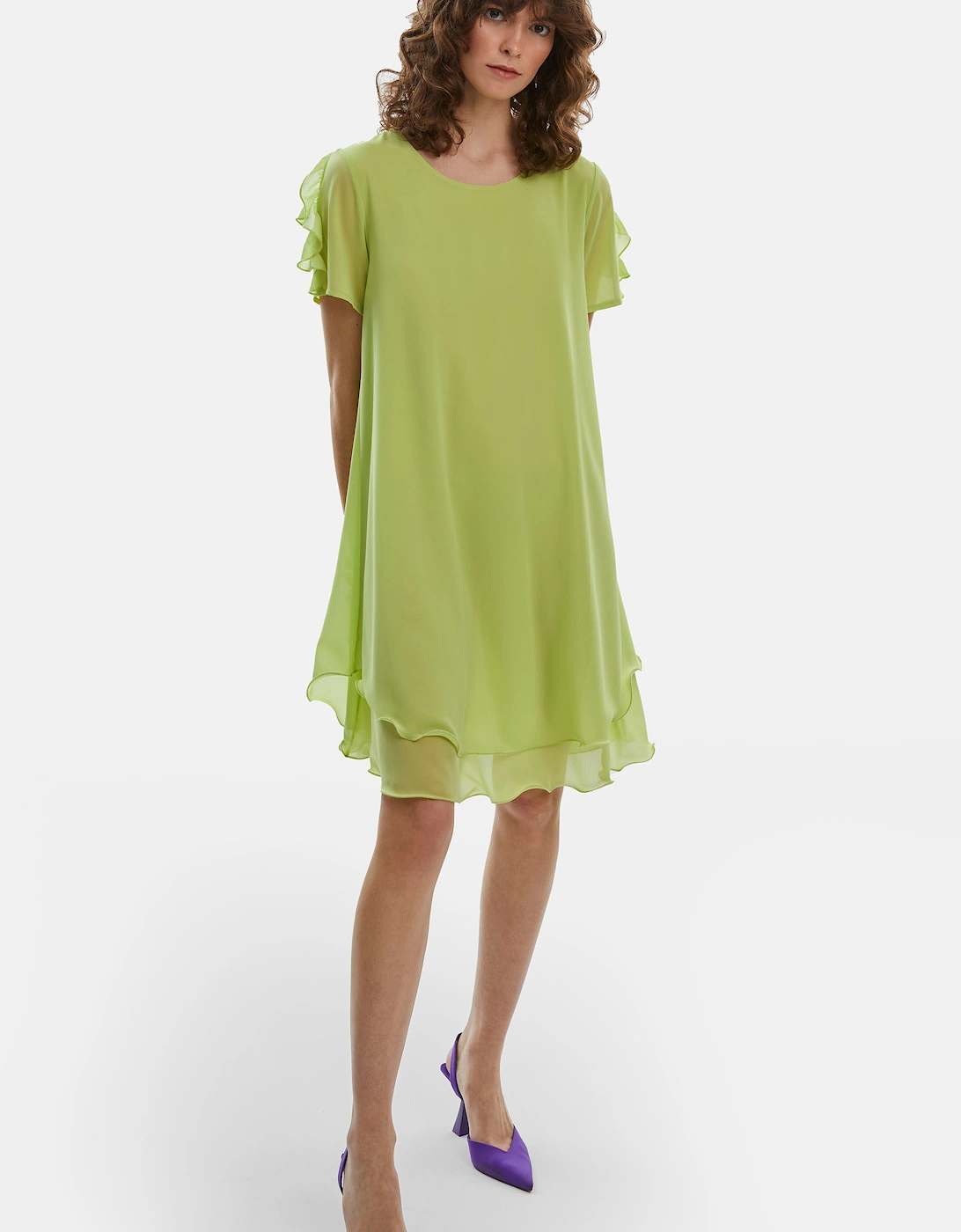 Short Sleeve Wave Hem Dress Lime, 5 of 4