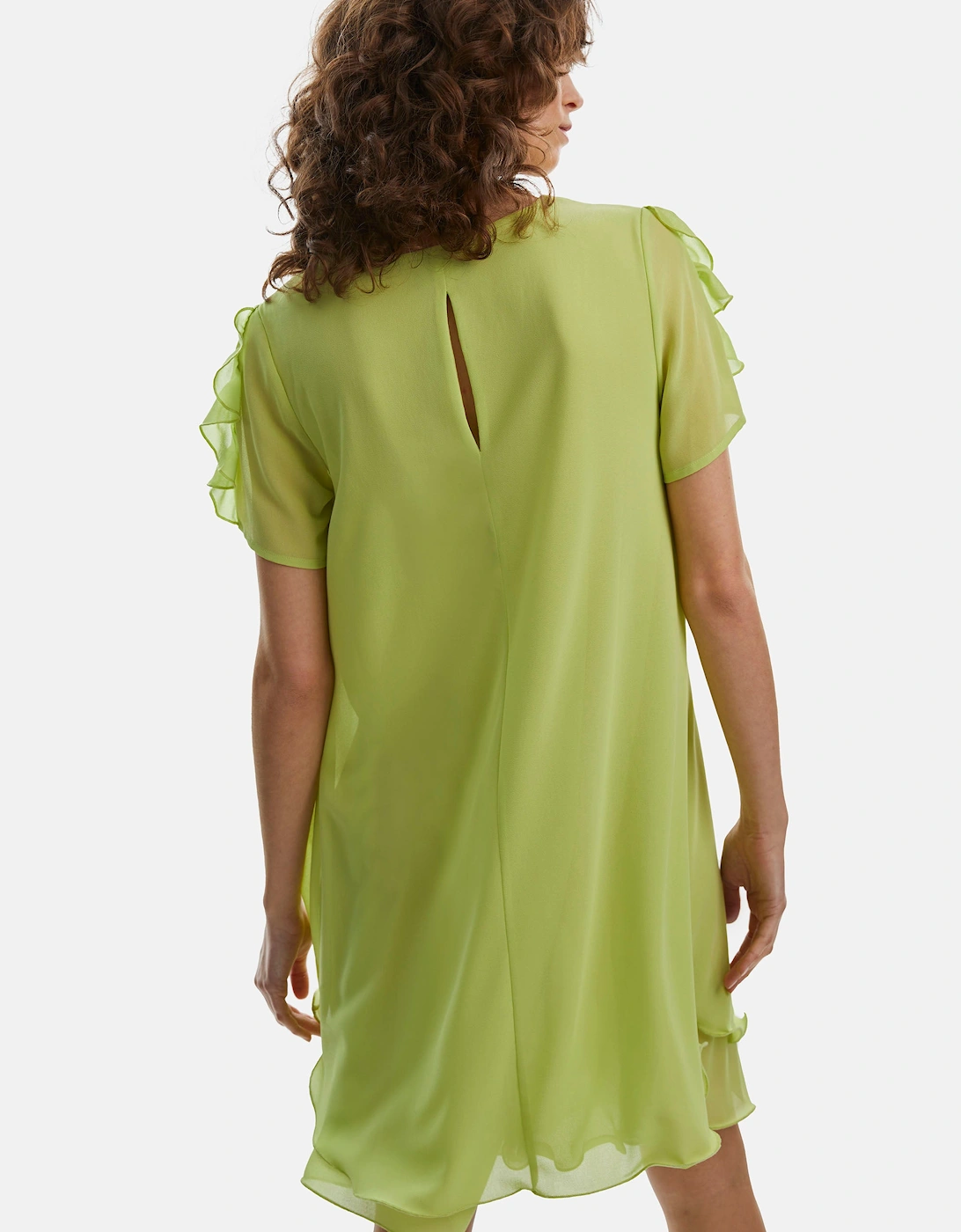 Short Sleeve Wave Hem Dress Lime