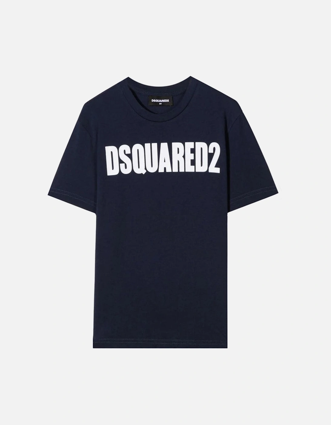 Boys Logo Print Cotton T-Shirt Navy, 3 of 2