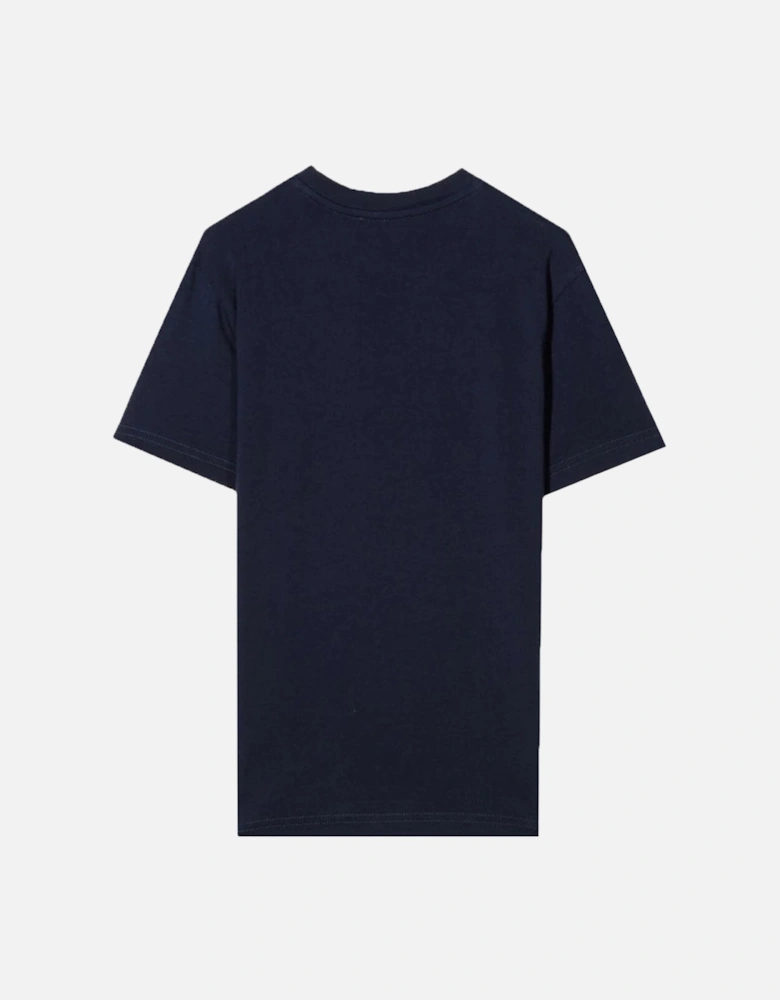 Boys Logo Print Cotton T-Shirt Navy