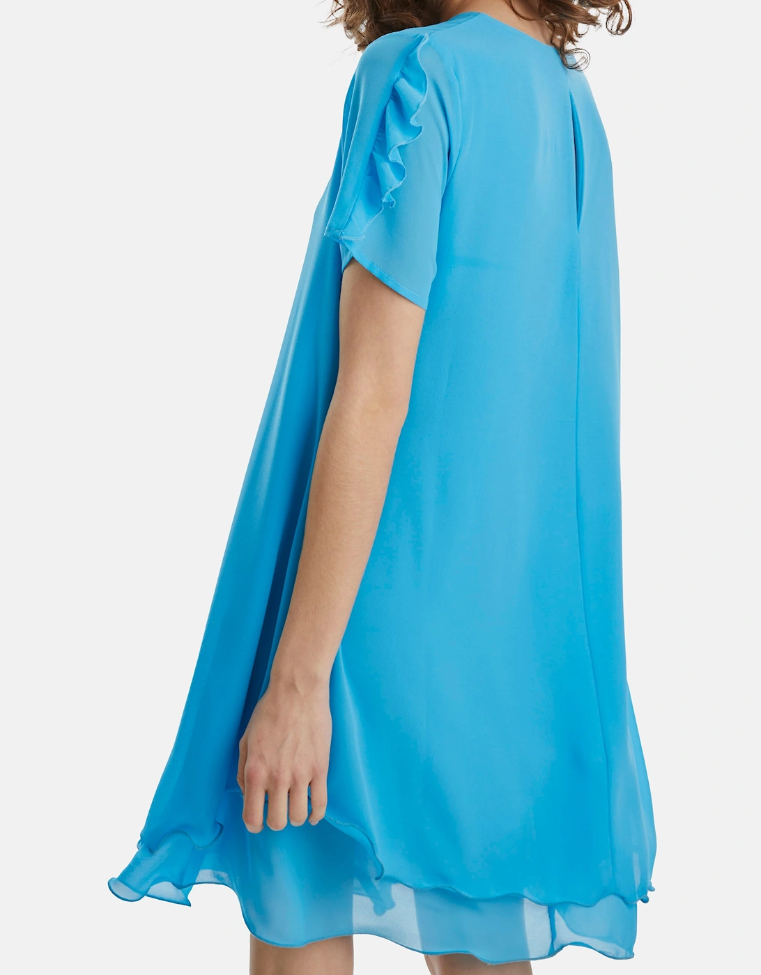 Short Sleeve Wave Hem Dress Turquoise