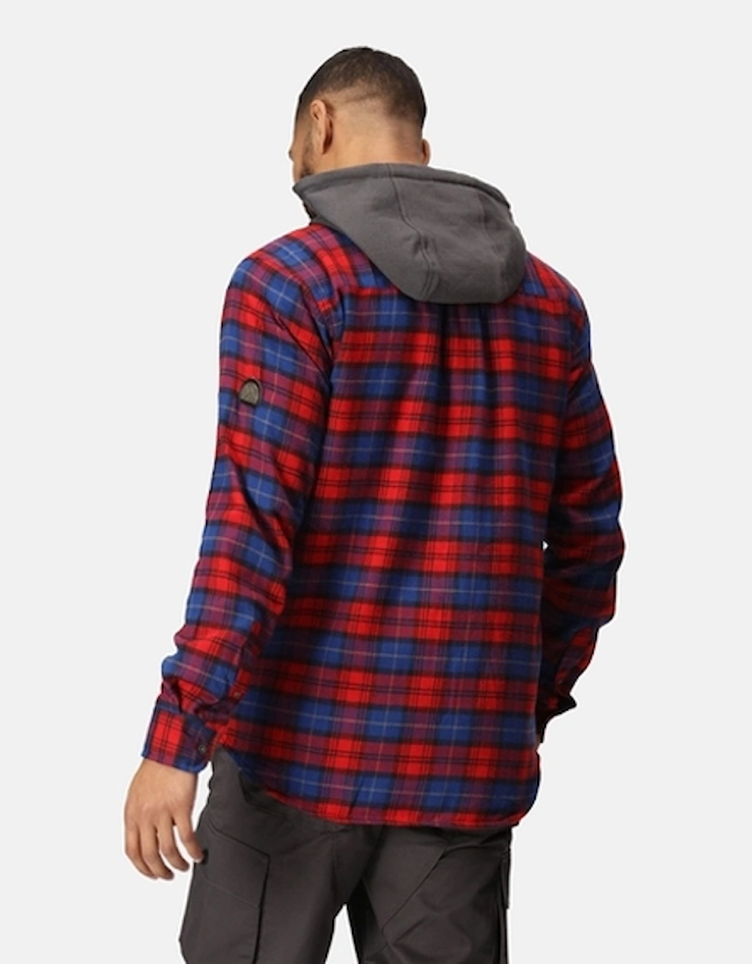 Men's Seige Hooded Shirt Jacket Classic Red Check