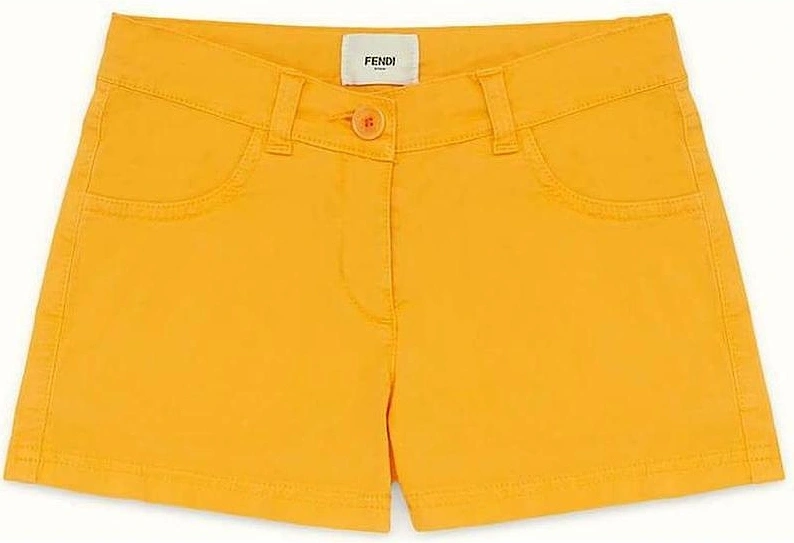 Kids Girls Orange Stretch Cotton Denim Shorts, 4 of 3