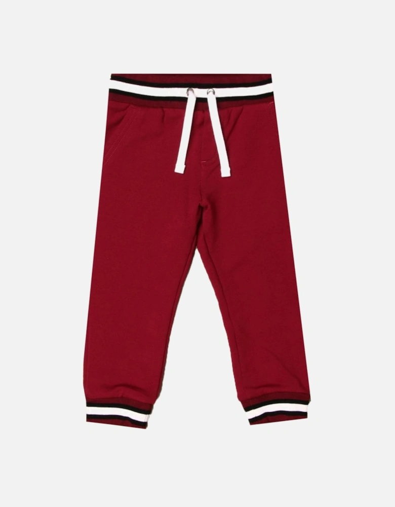 Boys Striped Cuff Joggers Burgundy