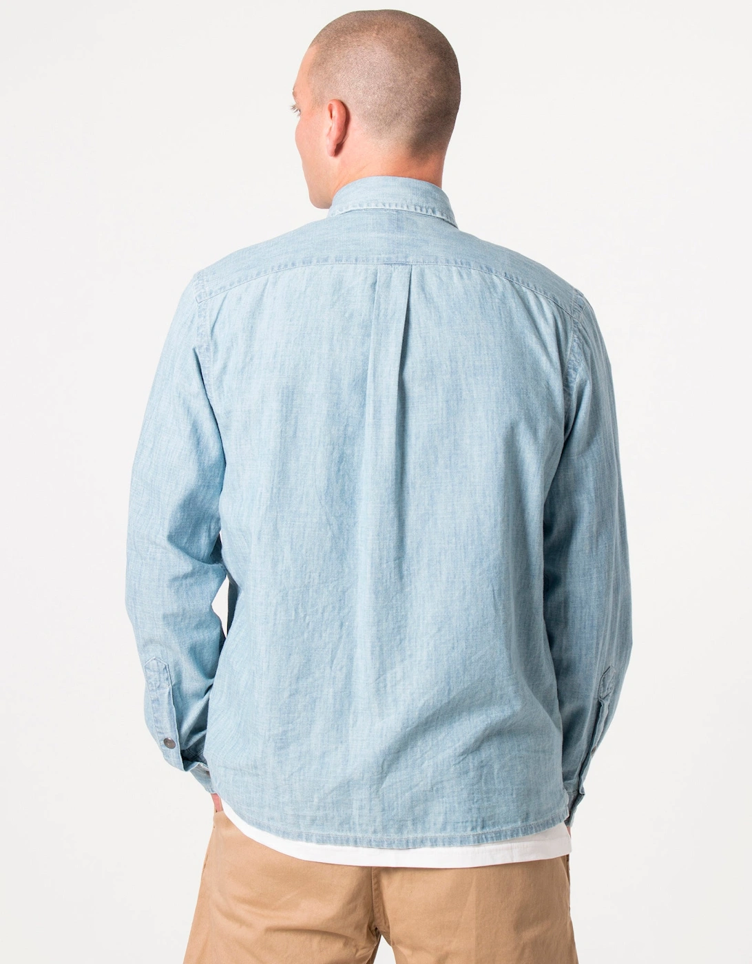 Relaxed Fit Zip Through Chambray Overshirt