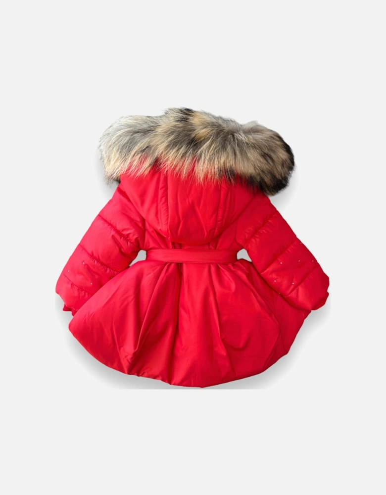 Red Fur Hooded Coat