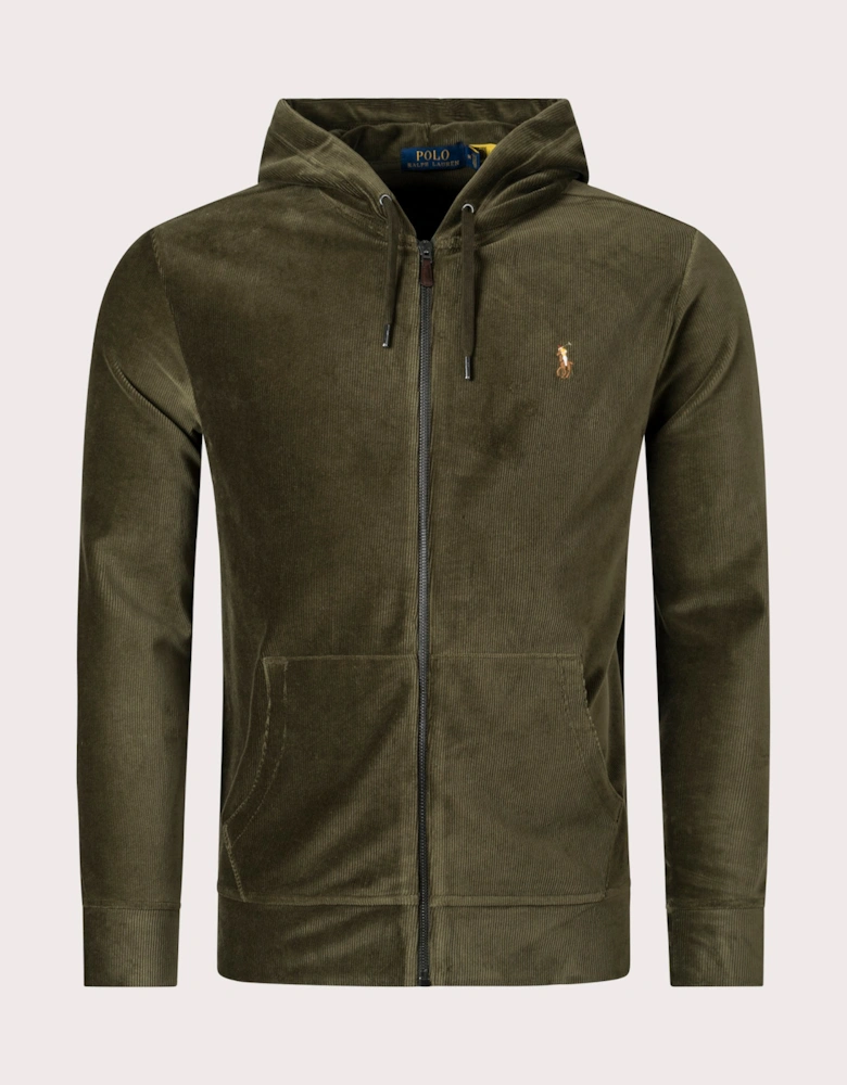 Zip Through Knit Corduroy Hoodie