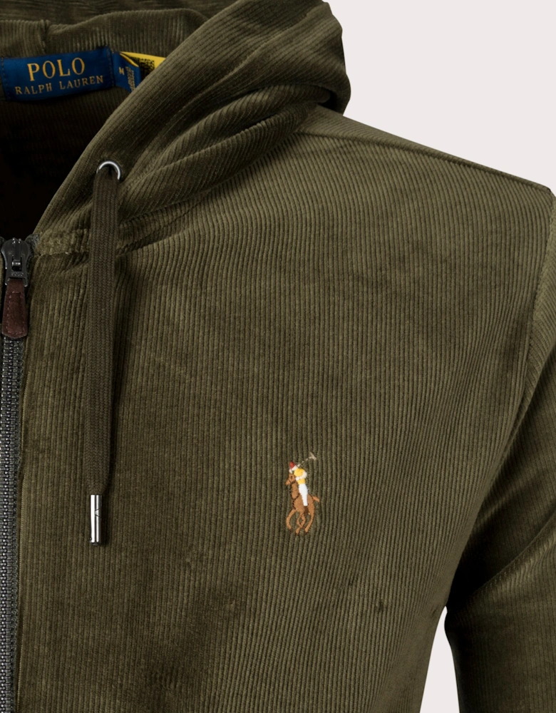 Zip Through Knit Corduroy Hoodie