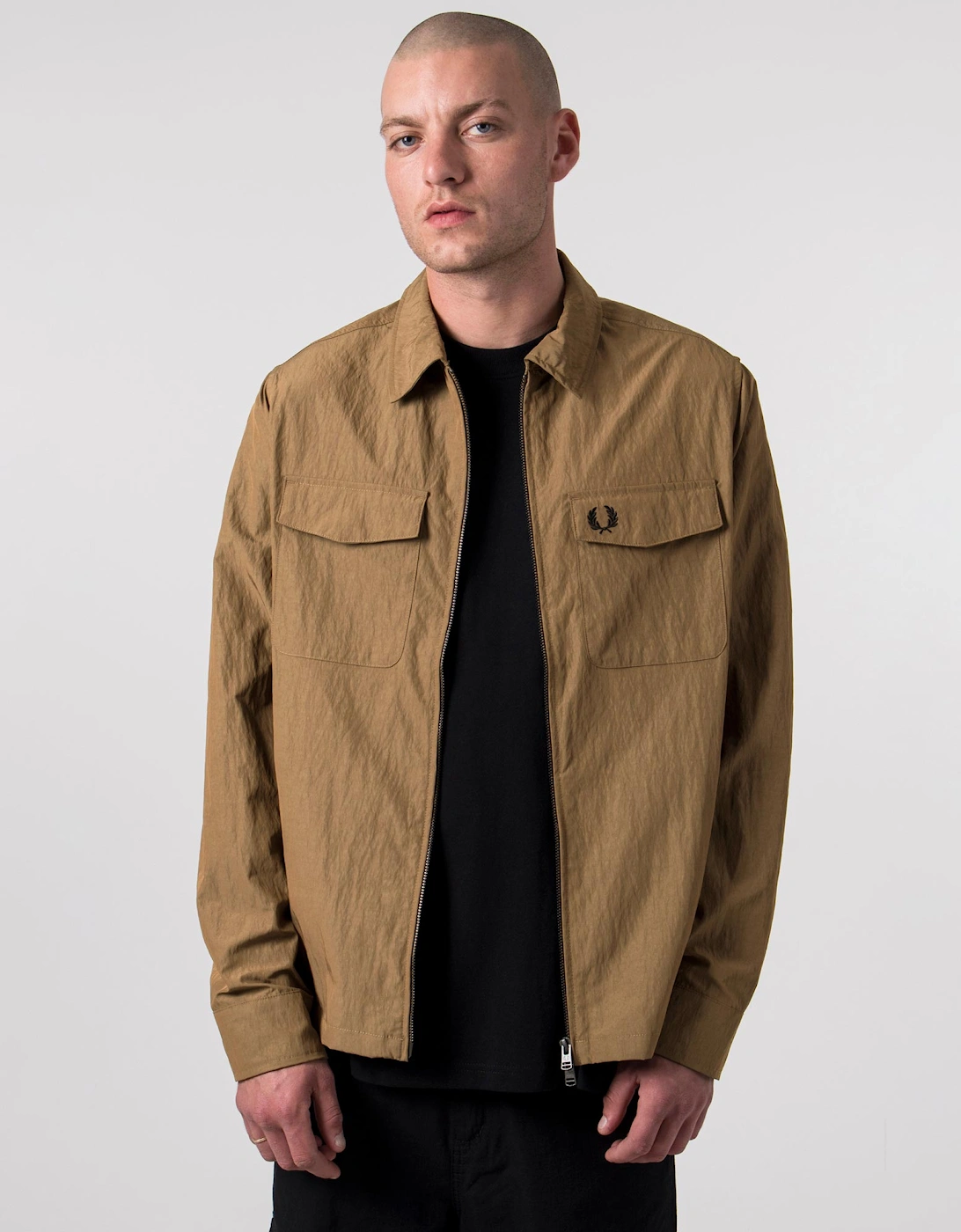 Zip Through Lightweight Textured Overshirt