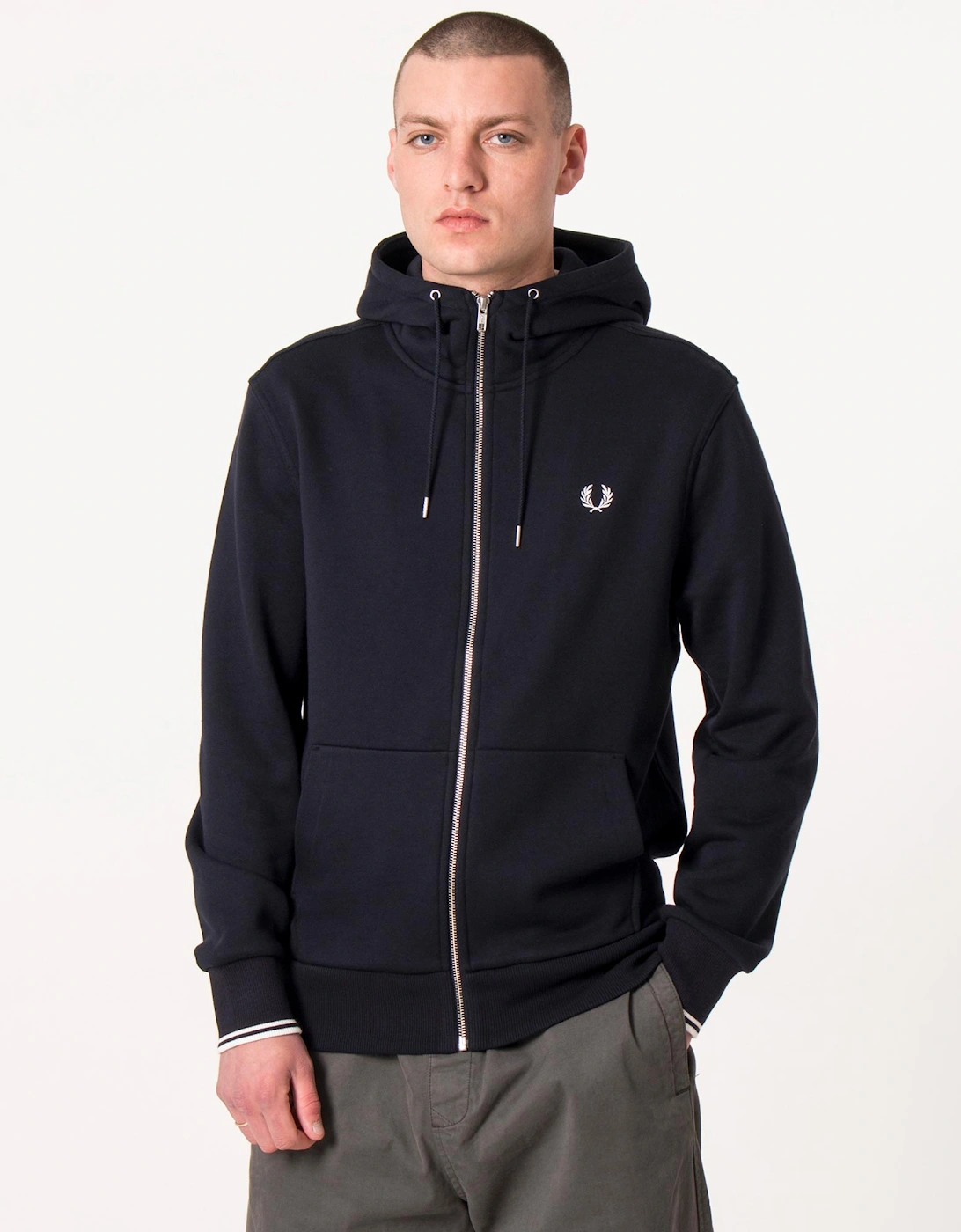 Zip Through Contrast Tipped Hoodie