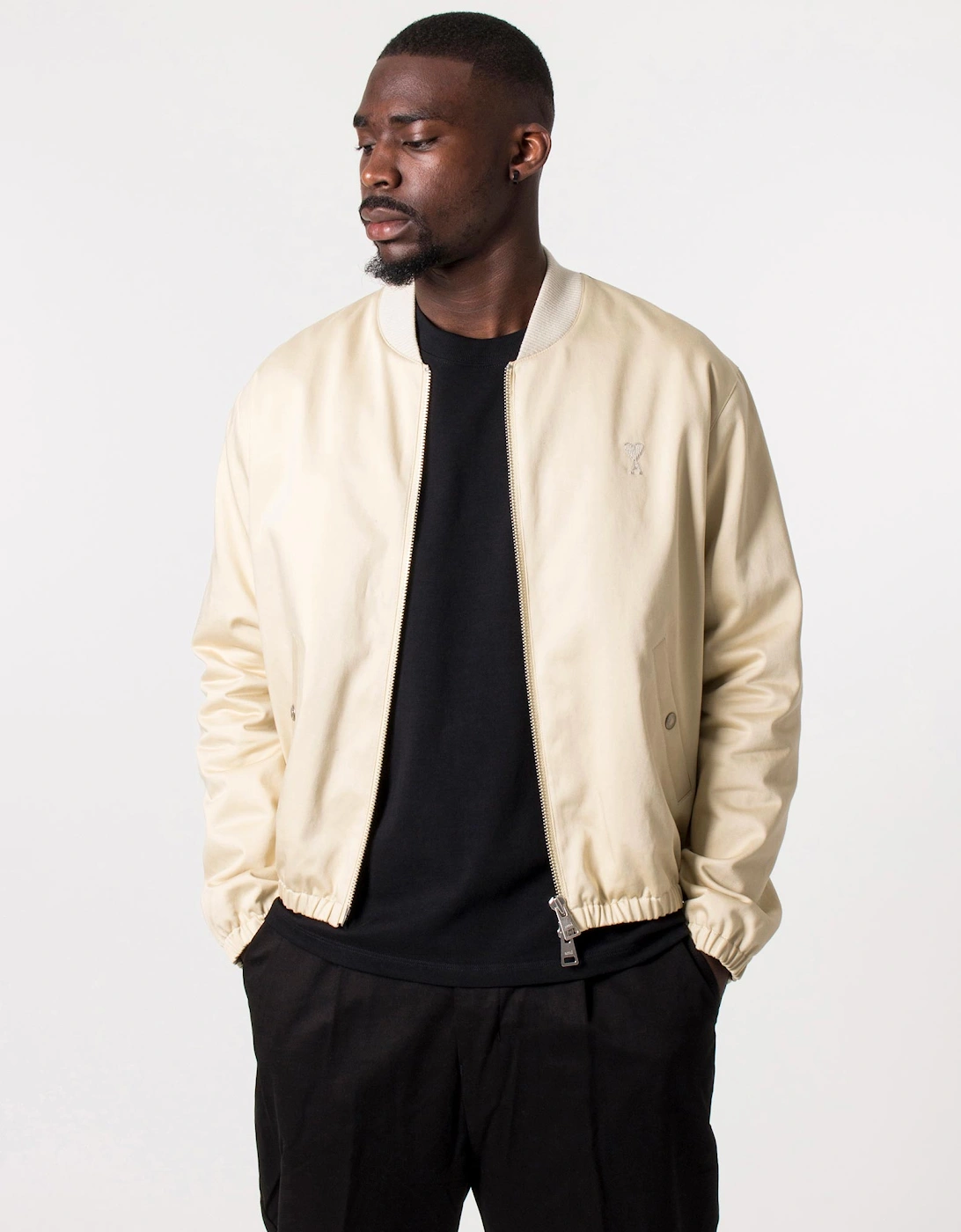 Compact Cotton Satin Bomber Jacket