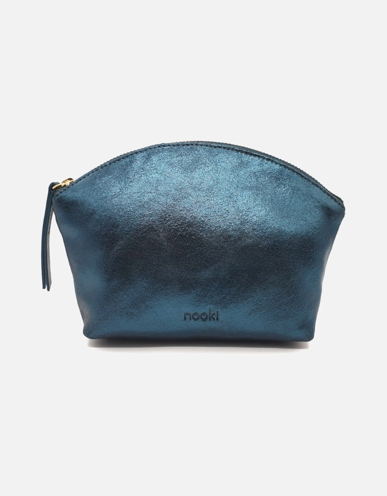 Nessa Metallic Leather Cosmetic Bag - Teal