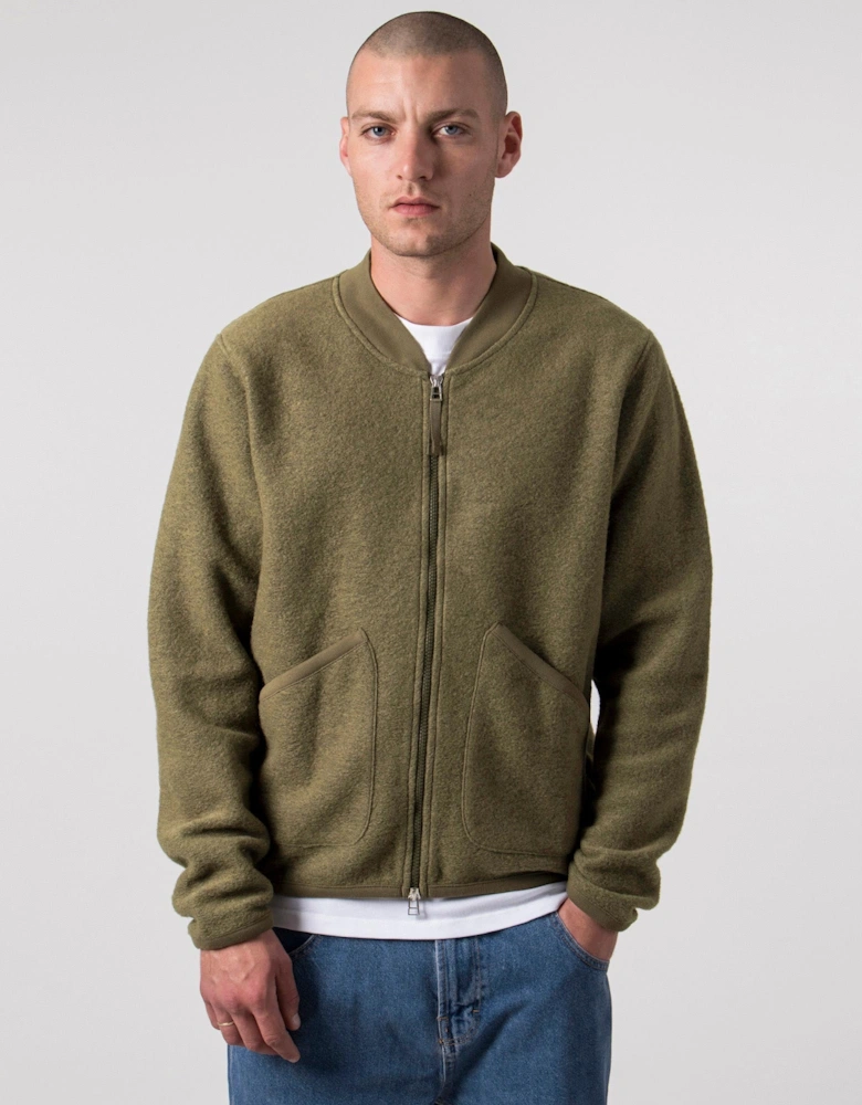 Wool Zip Bomber Jacket
