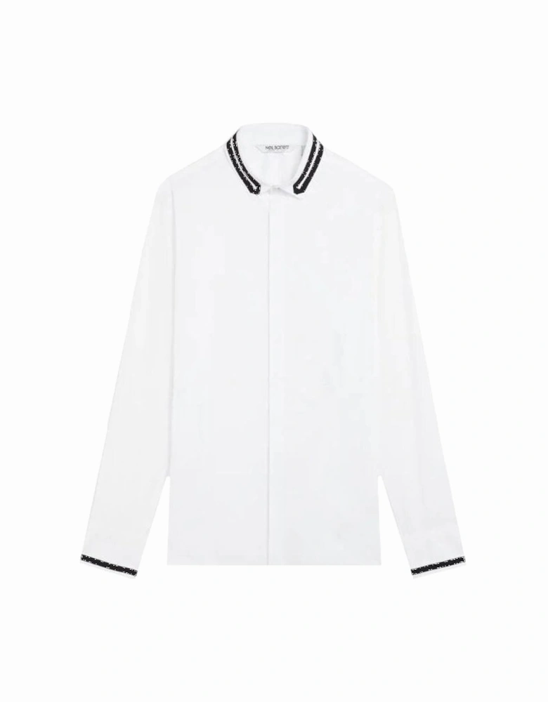 Men's Collar Stripe Shirt White