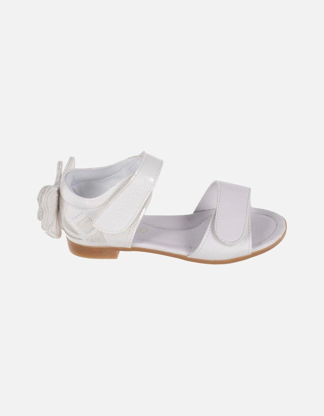 Girls White Bow Polkadot Sandals, 3 of 2