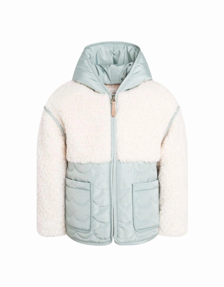 Girls Green Quilted Hooded Jacket