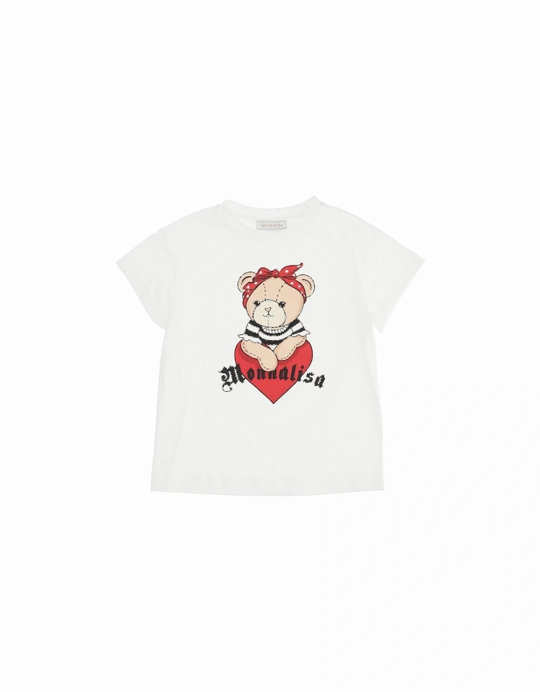Girls Ivory Bear Heart T-Shirt, 4 of 3