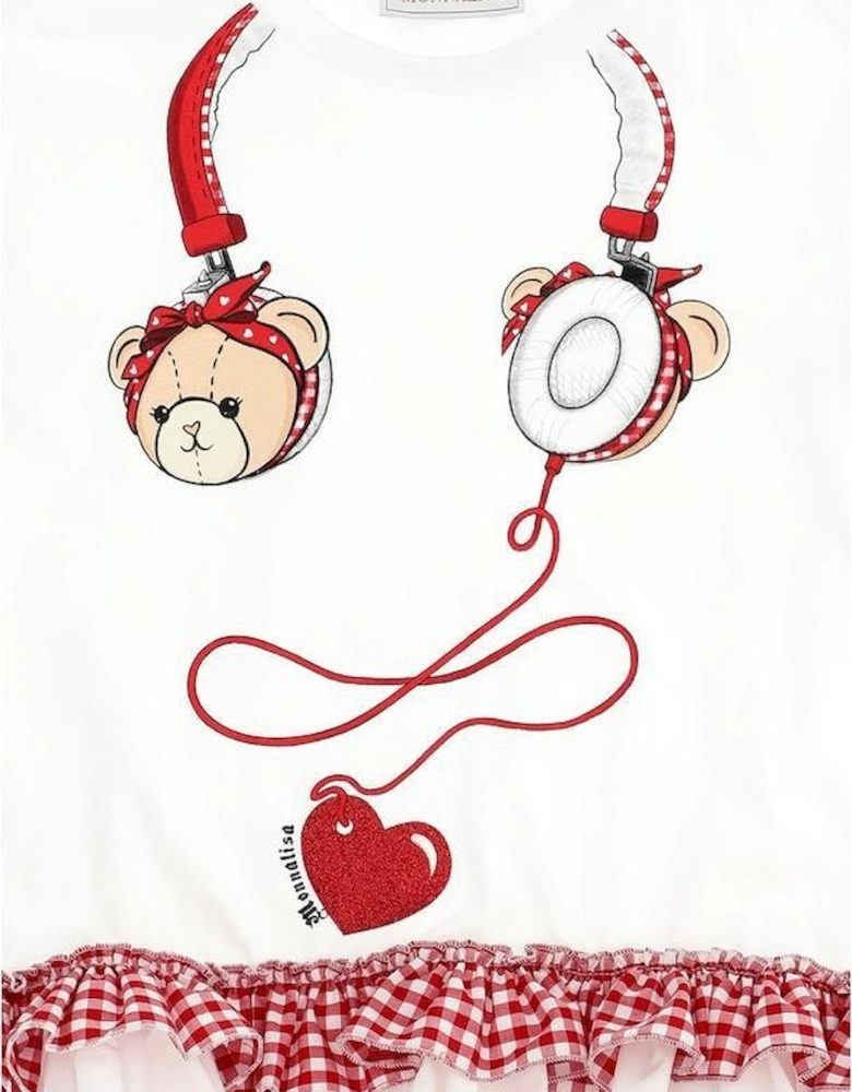 Girls Ivory Bear & Headphones T-Shirt