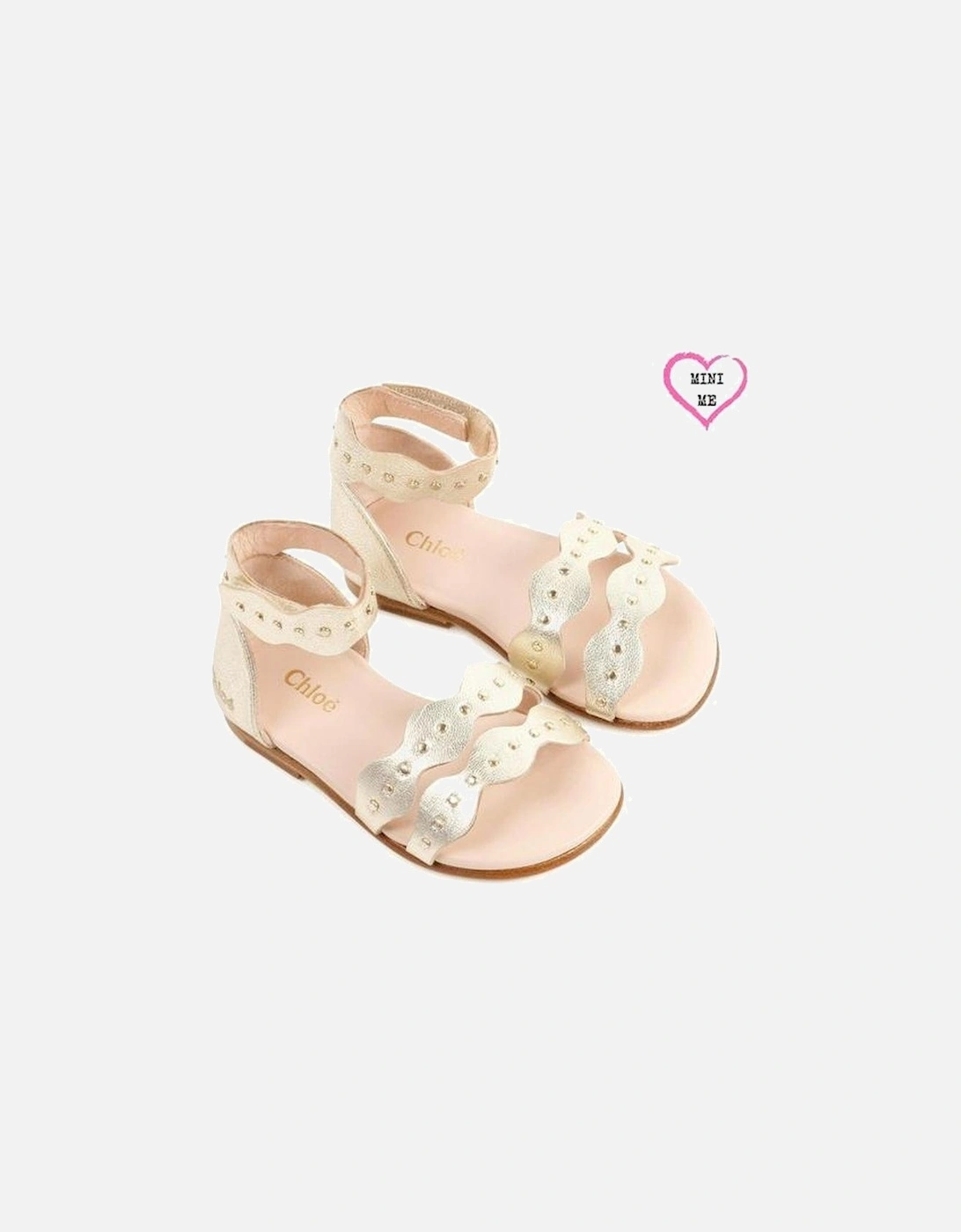 Girls Gold Leather Sandals, 3 of 2
