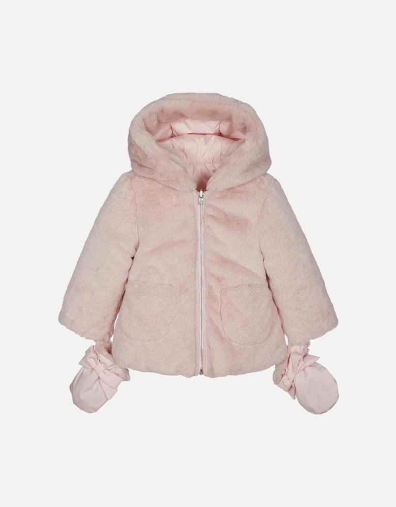 Baby Girls Pink Fur Reversible Jacket
