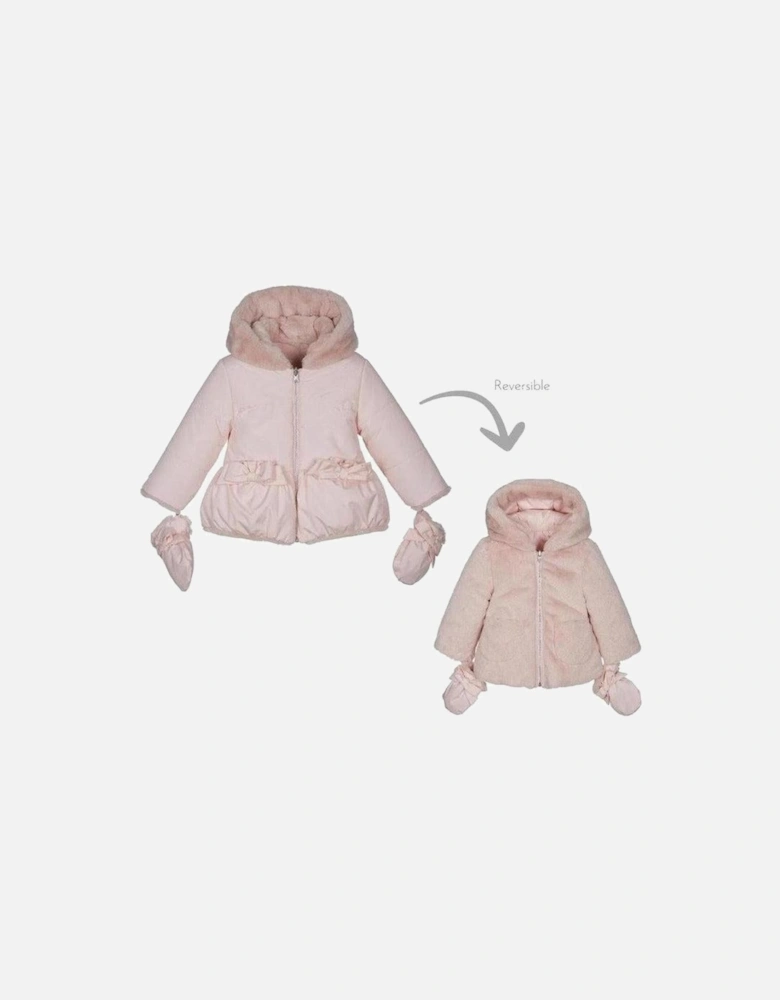 Baby Girls Pink Fur Reversible Jacket