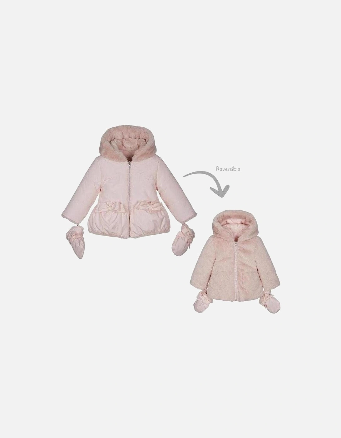 Baby Girls Pink Fur Reversible Jacket, 5 of 4