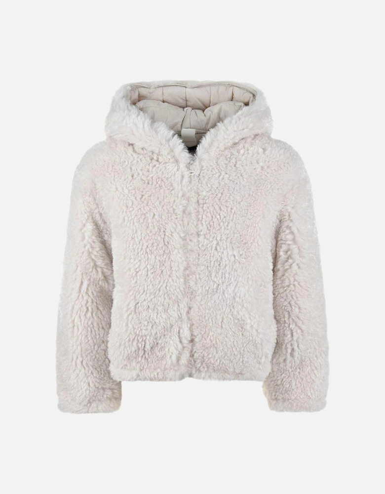 Girls Cream Soft eco-fur Jacket