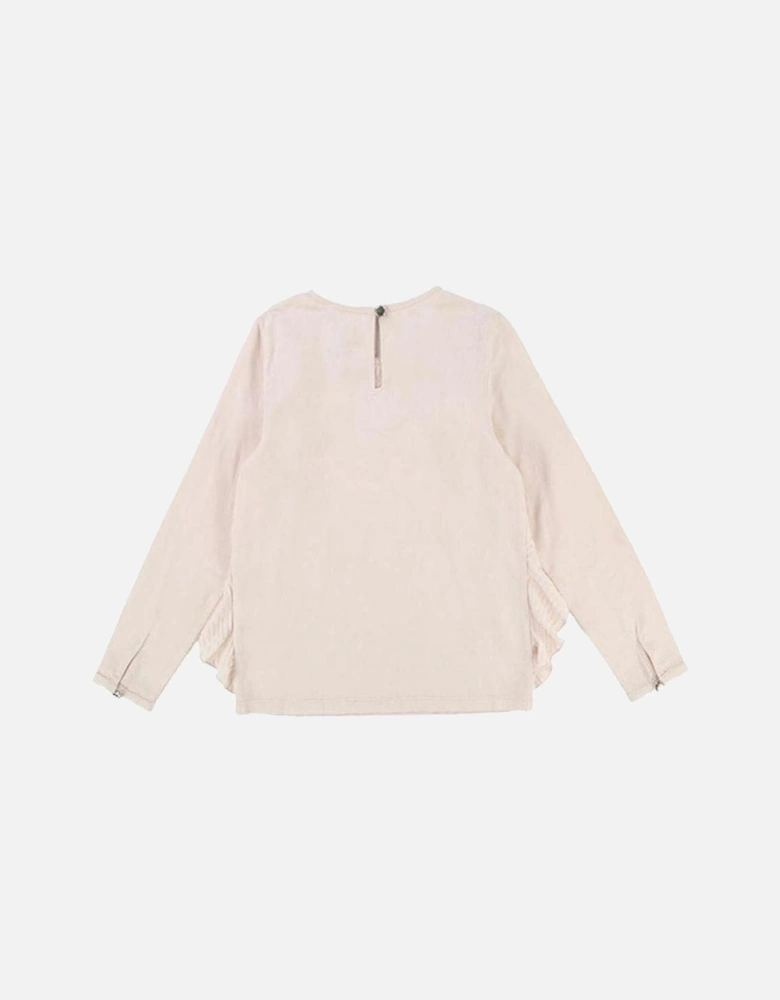 Girl Pale Pink Pleated Frill T-Shirt