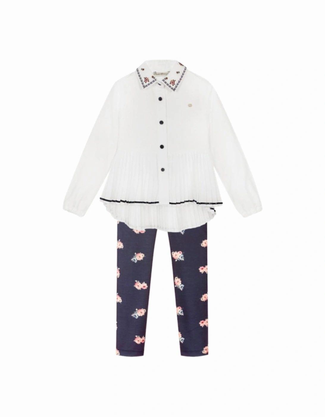 Girls Pleated Blouse & Legging Set, 2 of 1