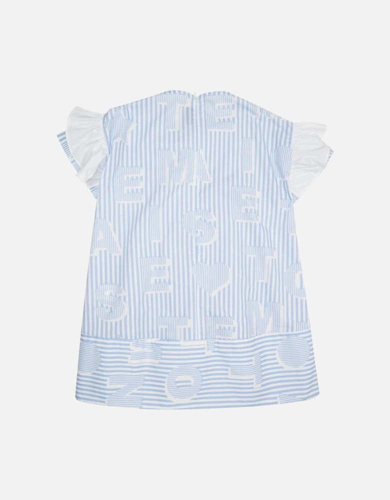 Girls Blue Striped Dress