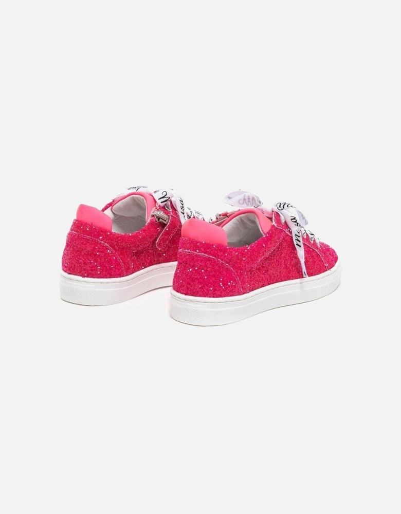 Girls Fuchsia Glitter Trainers