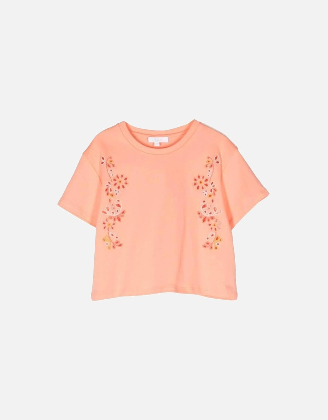 Girls Peach Embroidered T-Shirt, 3 of 2