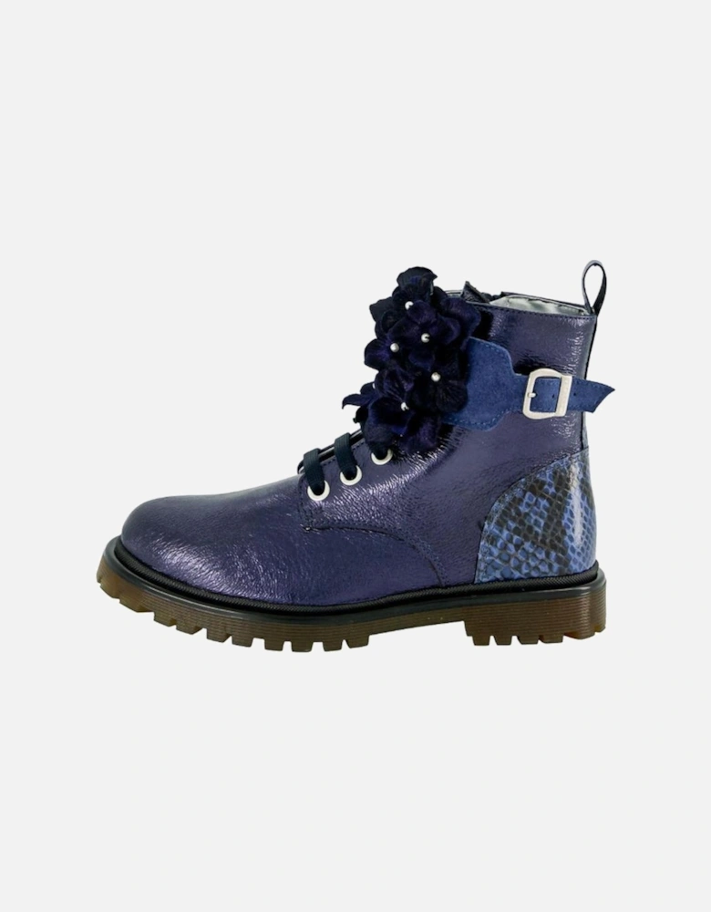 Girls Blue Flower Boots