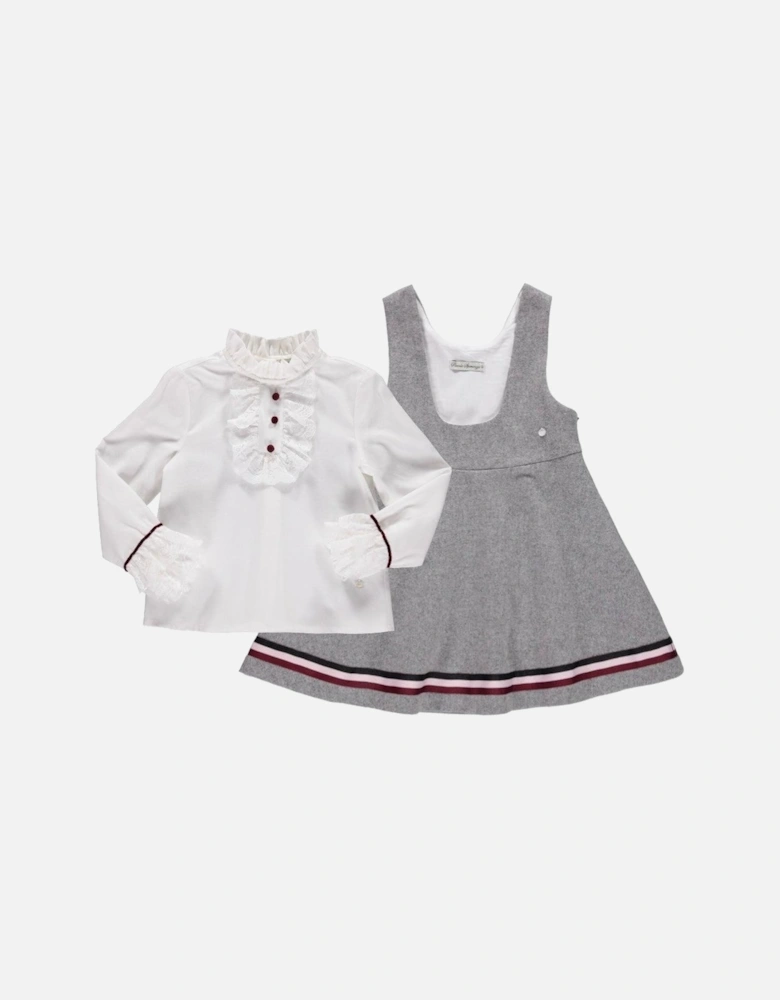 Girls Grey Dress & Blouse Set