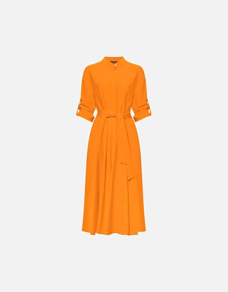 Roll Sleeve Midi Dress Orange