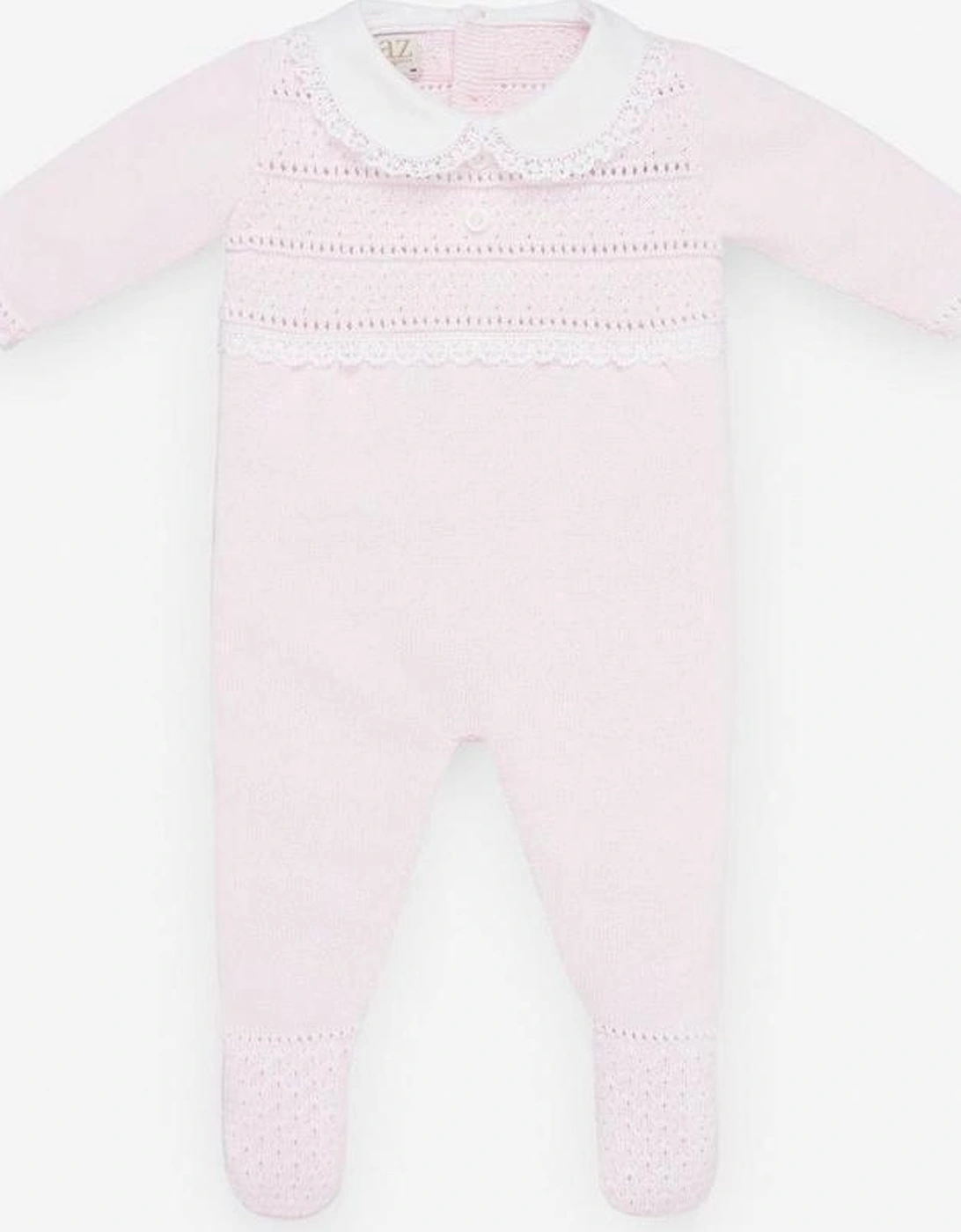 Girls Pale Pink Knitted Babygrow, 3 of 2