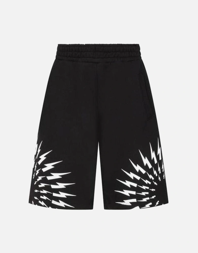 Boys Black Circle Bolt Shorts