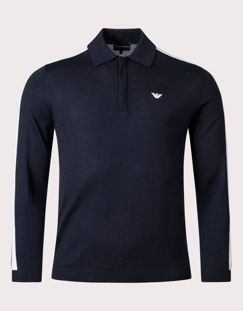 Long Sleeve Fine Wool Quarter Zip Taped Polo Shirt